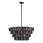 Aurora Chandelier Amber Glass Disc Fish Scale Brass