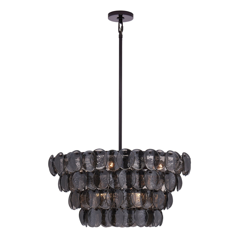 Aurora Chandelier Amber Glass Disc Fish Scale Brass