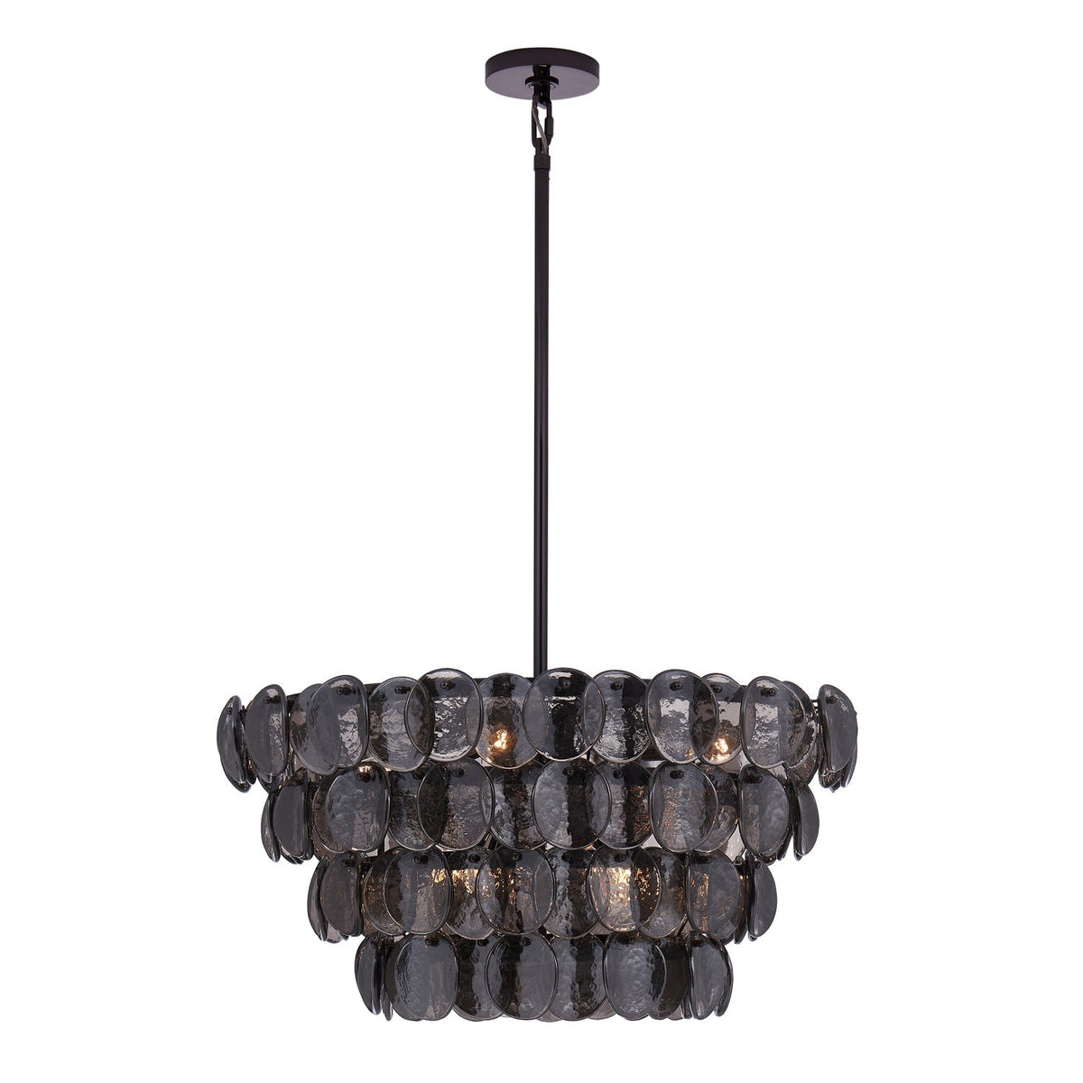 Aurora Chandelier Amber Glass Disc Fish Scale Brass