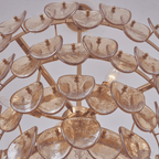 Aurora Chandelier Amber Glass Disc Fish Scale Brass