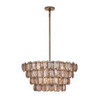 Aurora Chandelier Amber Glass Disc Fish Scale Brass