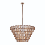 Aurora Chandelier Large Amber Glass Disc Fish Scale Brass