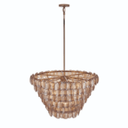Aurora Chandelier Large Amber Glass Disc Fish Scale Brass
