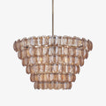 Aurora Chandelier Large Amber Glass Disc Fish Scale Brass
