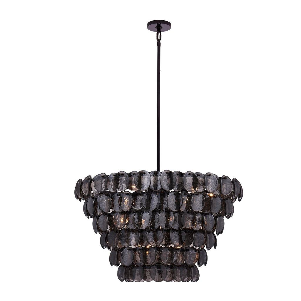 Aurora Chandelier Large Amber Glass Disc Fish Scale Brass