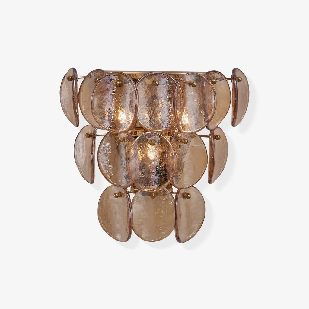 Aurora Wall Lamp Amber Glass Disc Fish Scale Brass