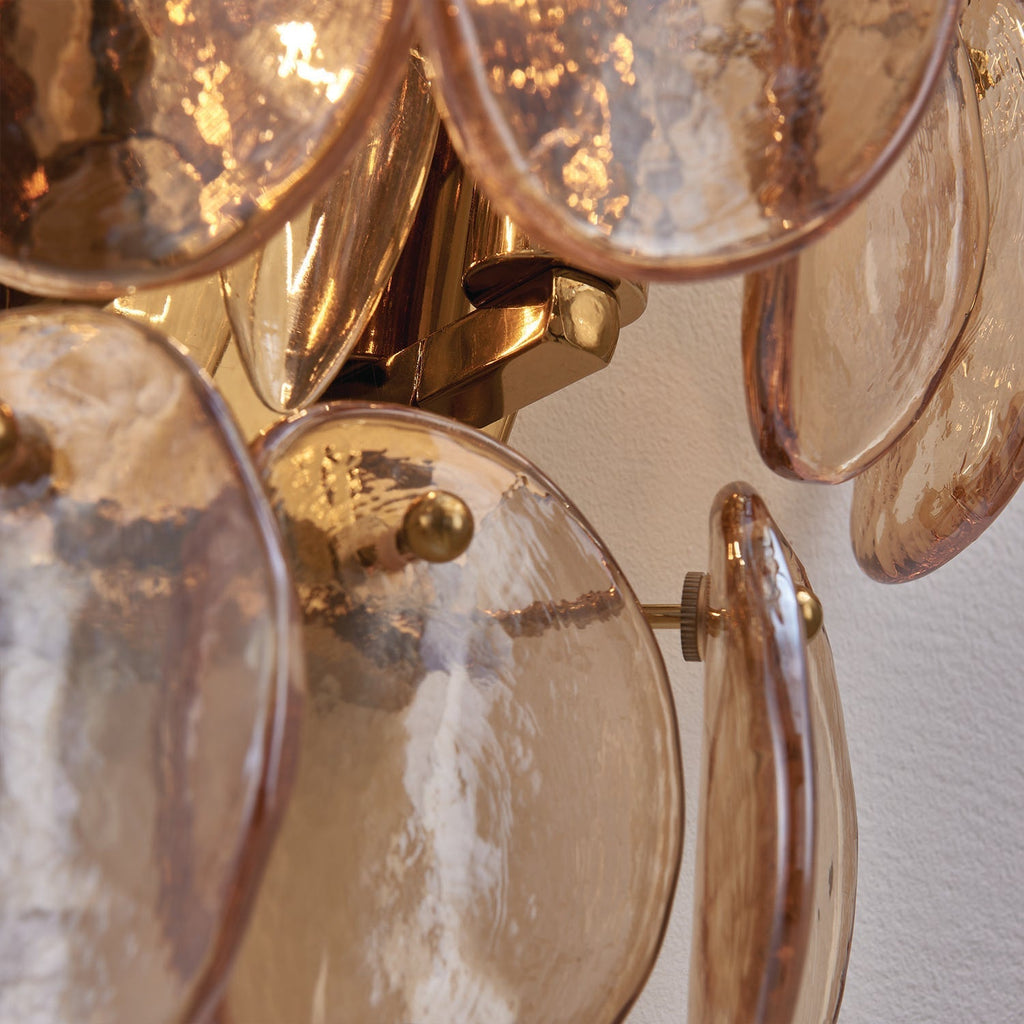 Aurora Wall Lamp Amber Glass Disc Fish Scale Brass