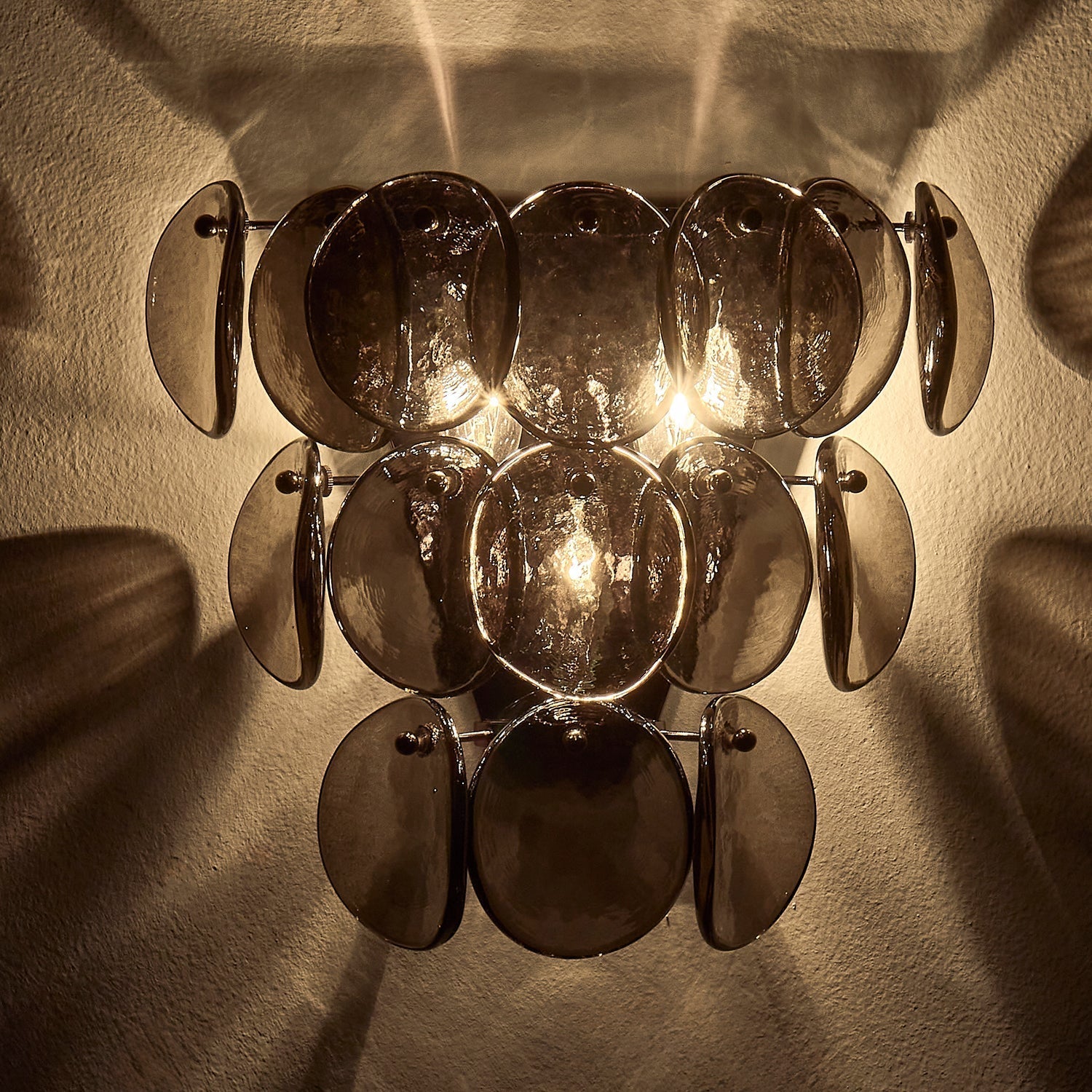 Aurora Wall Lamp Amber Glass Disc Fish Scale Brass