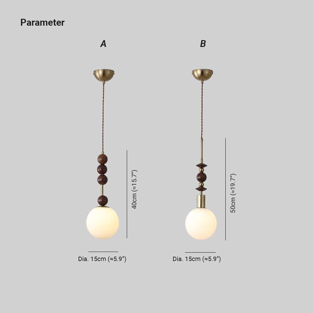 Aira Vintage Globe Pendant Light Wooden Beads