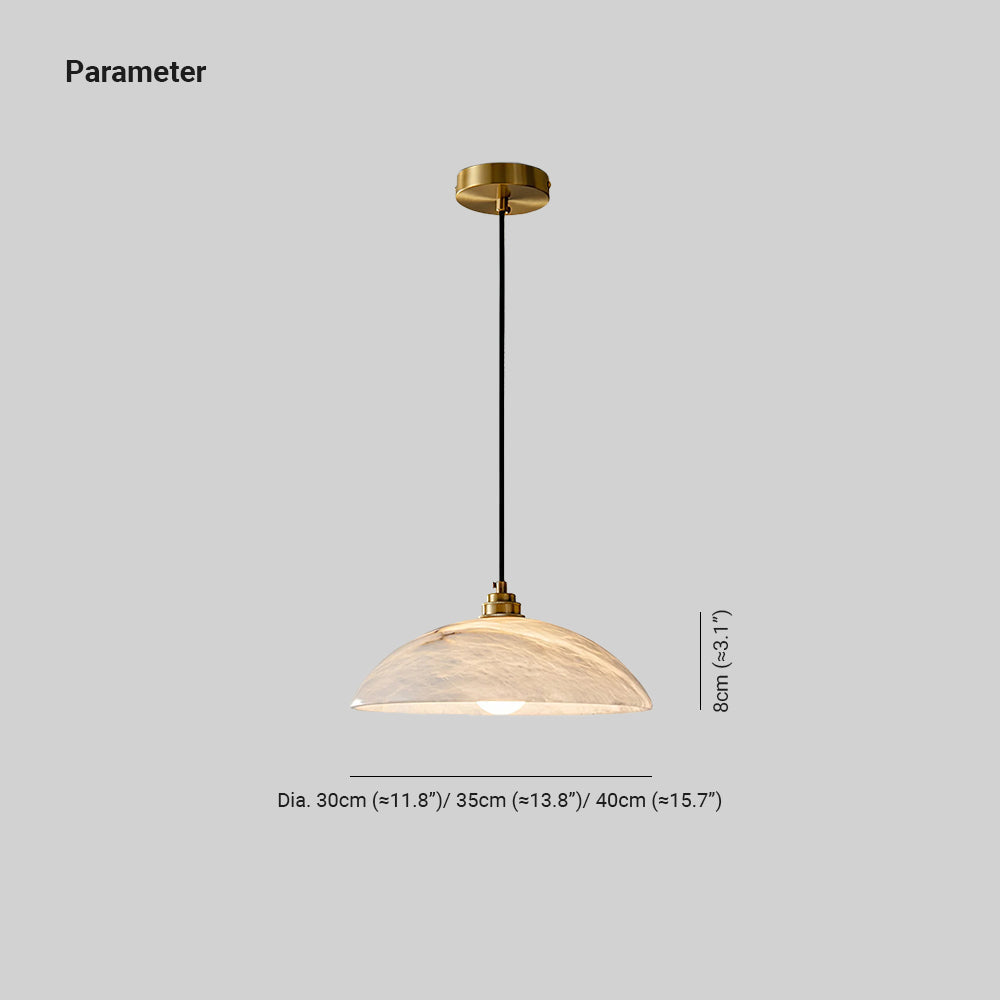 Ritta Minimalist Alabaster Brass Dome Pendant Light - image 4