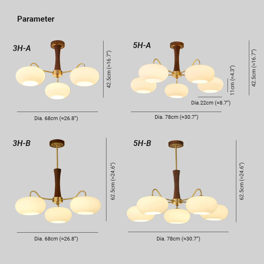 Valentina Brass Wooden  Glass Persimmon Chandelier - image 10