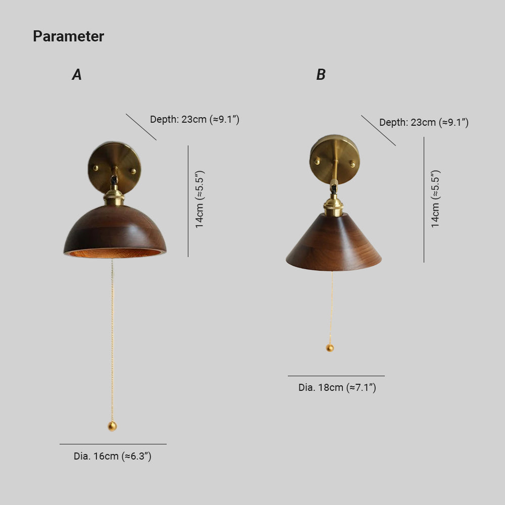 Muto Vintage Pull Chain Switch Wall Lamp Plug-IN /Hardwire