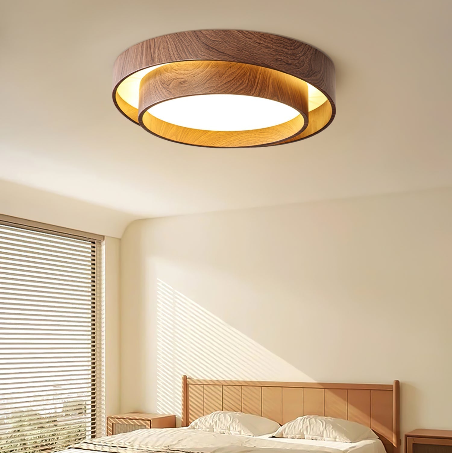 Muto Ceiling Light Double - Ring  Walnut Color - image 6