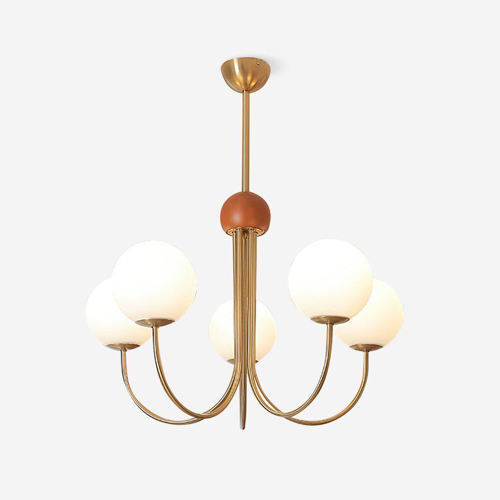Candil Modern Brass and Globe Glass Chandelier