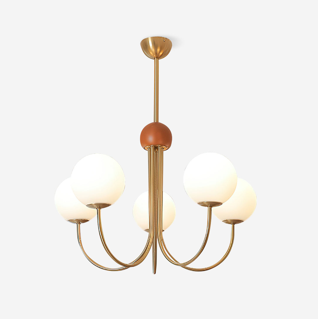 Candil Modern Brass and Globe Glass Chandelier
