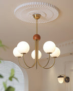 Candil Modern Brass and Globe Glass Chandelier