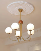 Candil Modern Brass and Globe Glass Chandelier