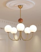 Candil Modern Brass and Globe Glass Chandelier