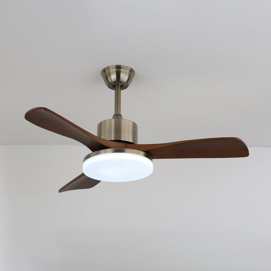 Selora Brass Wood Ceiling Fan Light