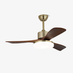 Selora Brass Wood Ceiling Fan Light