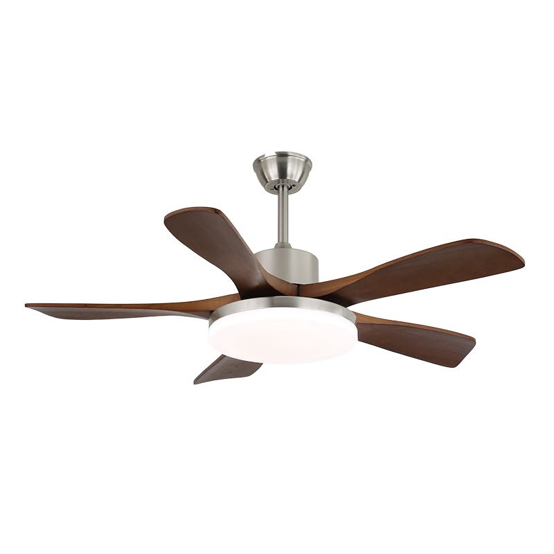 Elara Modern Brass Wood Ceiling Fan Light