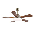 Elara Modern Brass Wood Ceiling Fan Light