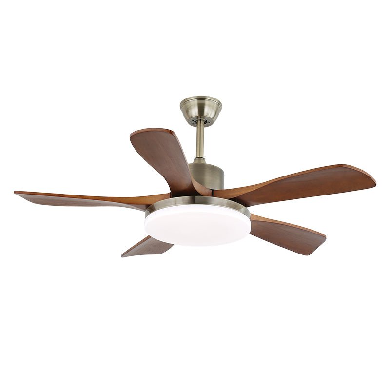 Elara Modern Brass Wood Ceiling Fan Light