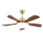 Elara Modern Brass Wood Ceiling Fan Light