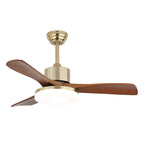 Elara Modern Brass Wood Ceiling Fan Light