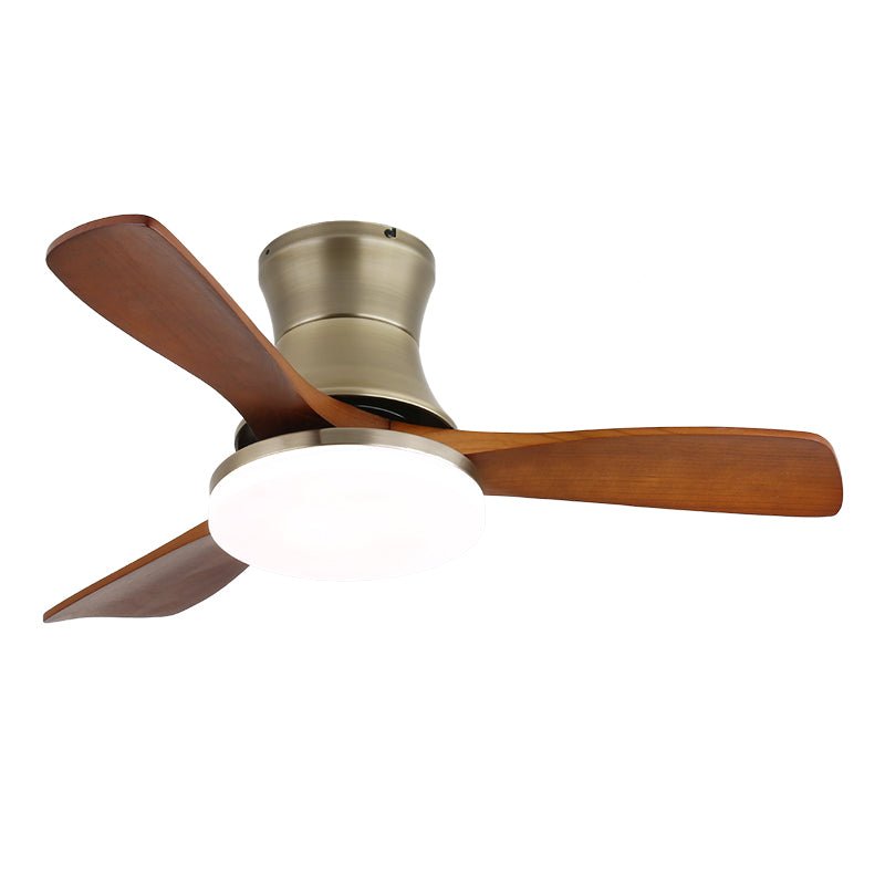 Elara Modern Brass Wood Ceiling Fan Light