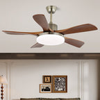 Elara Modern Brass Wood Ceiling Fan Light