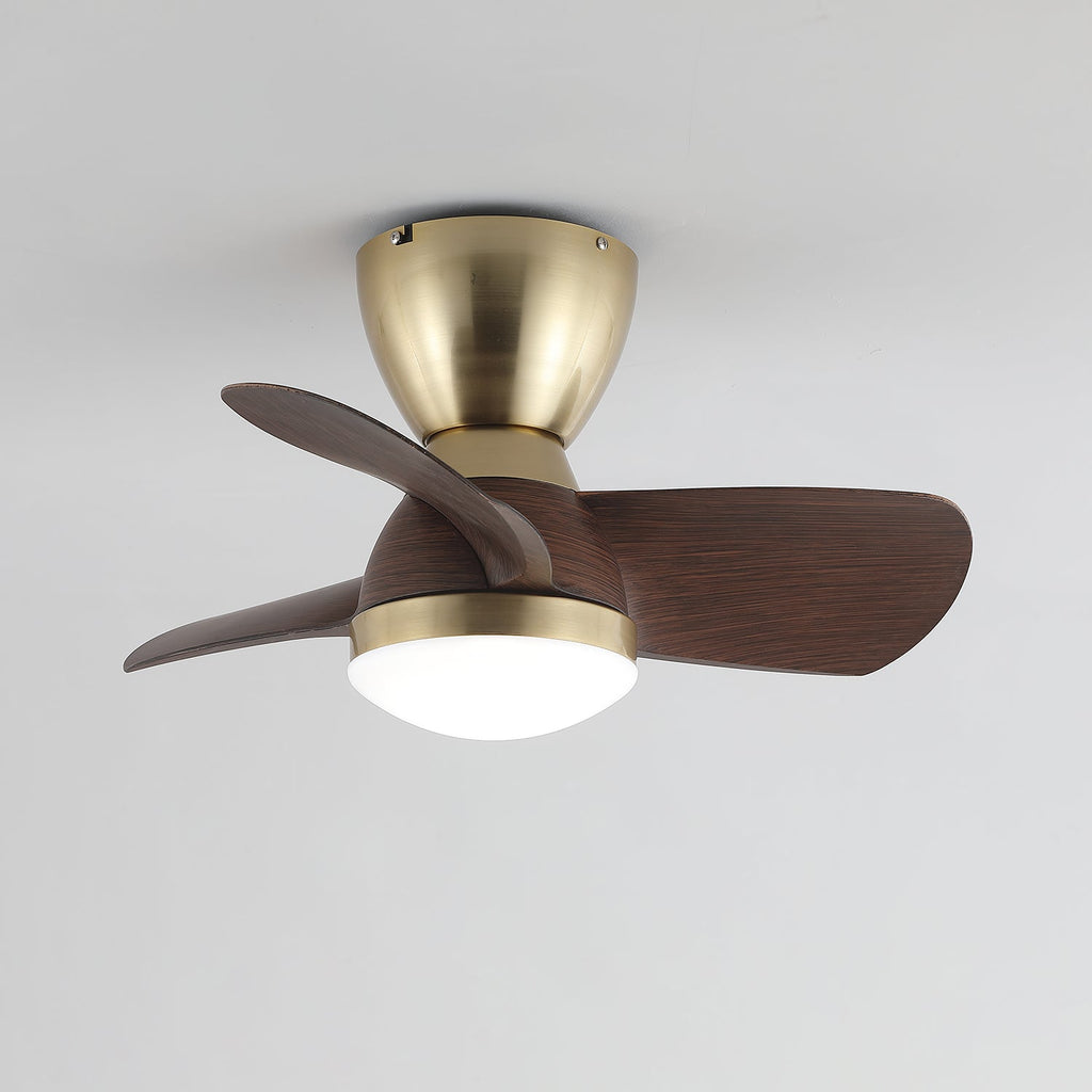 Elora Minimalist Brass Wood Ceiling Fan Light