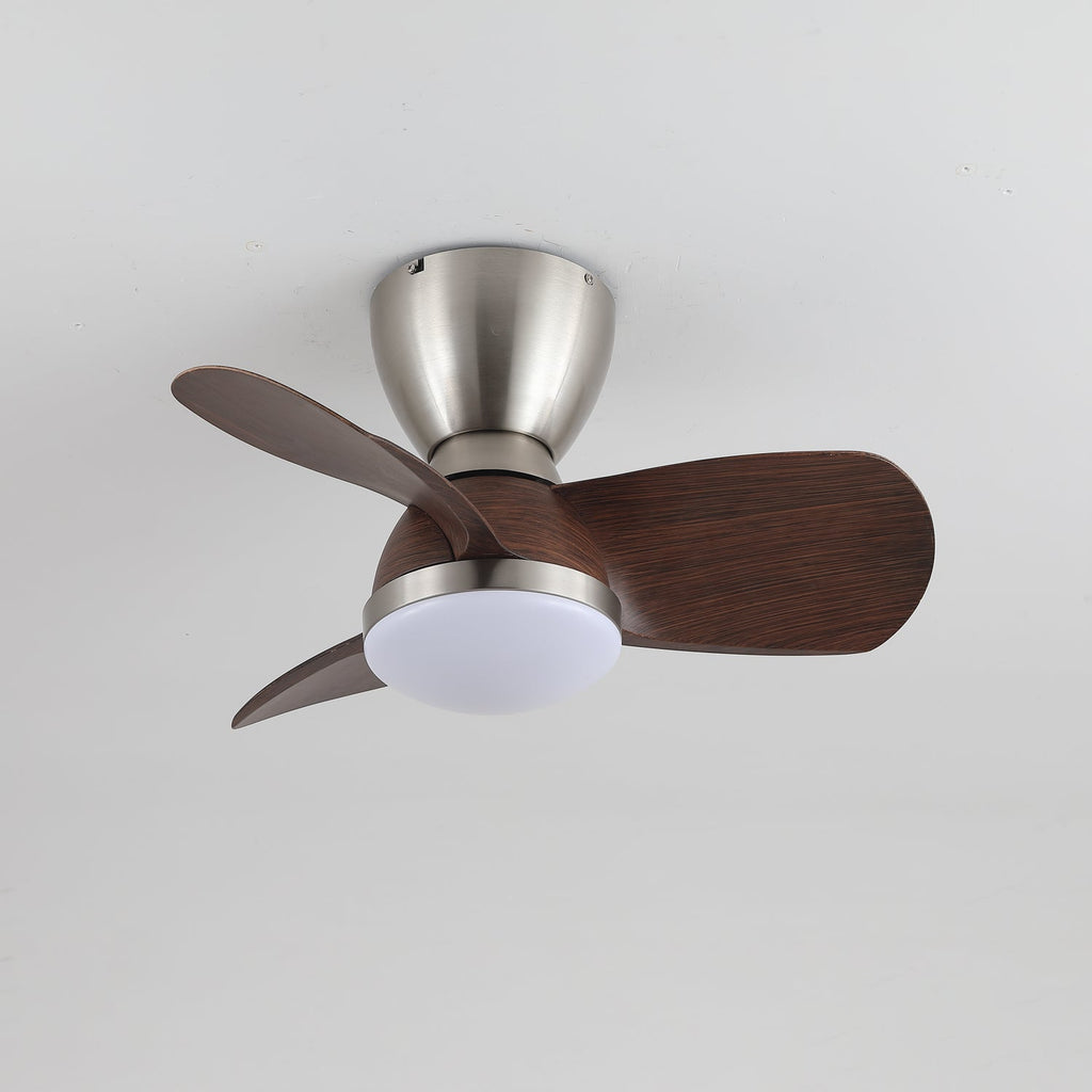 Elora Minimalist Brass Wood Ceiling Fan Light