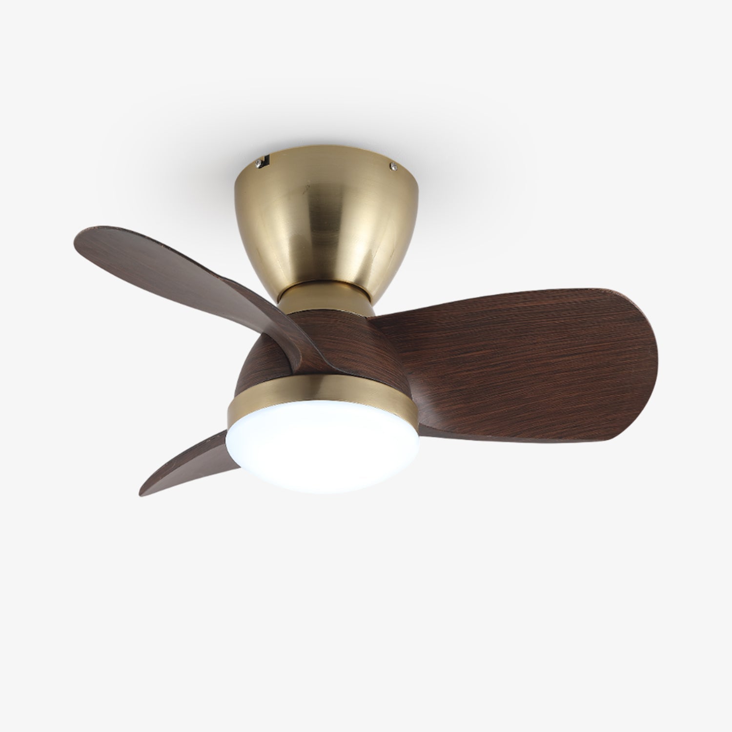 Elora Minimalist Brass Wood Ceiling Fan Light