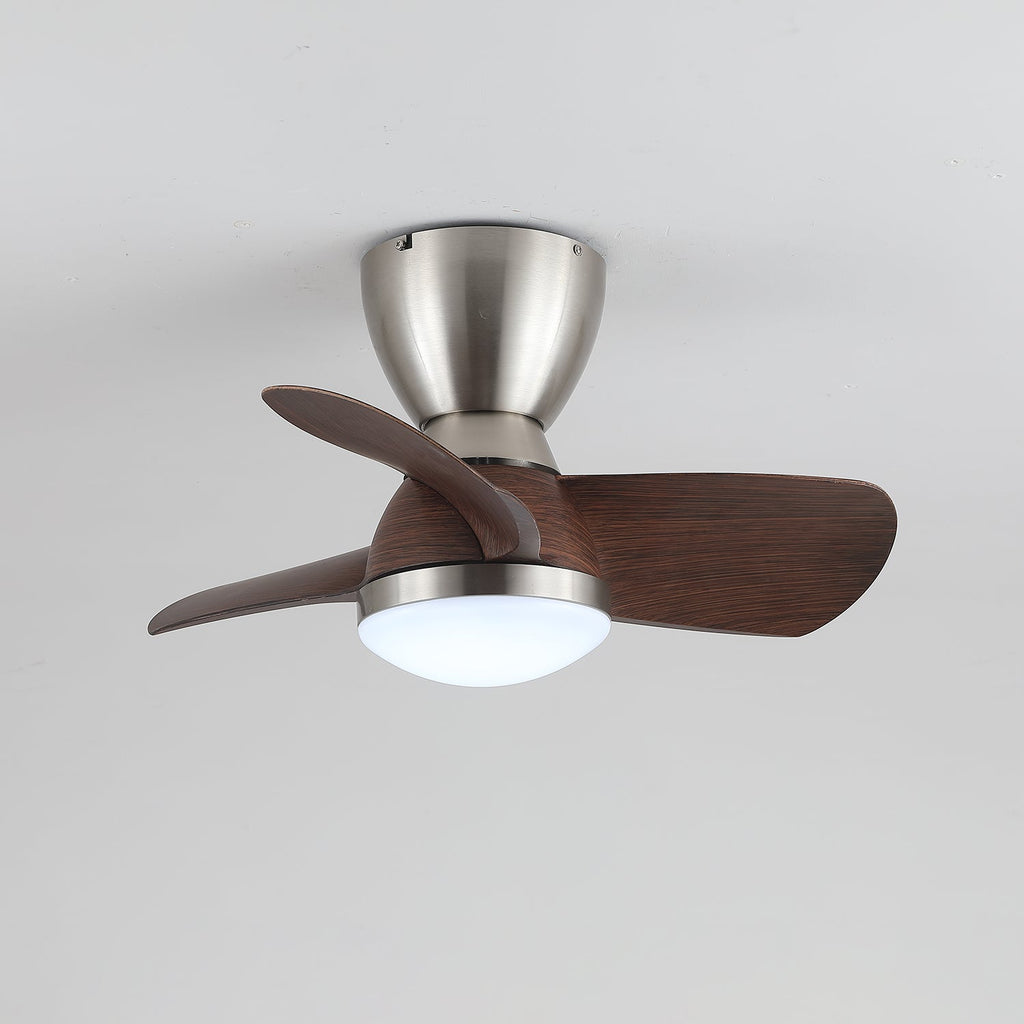 Elora Minimalist Brass Wood Ceiling Fan Light