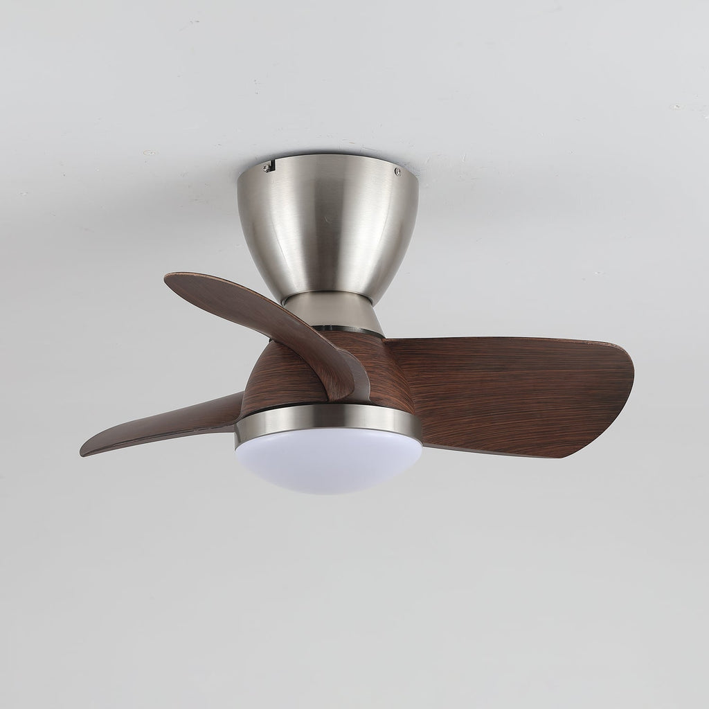 Elora Minimalist Brass Wood Ceiling Fan Light