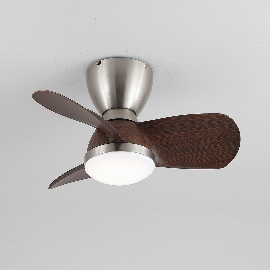 Elora Minimalist Brass Wood Ceiling Fan Light