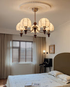 Comirisra Premium Traditional Petal Fabric Wood Chandelier