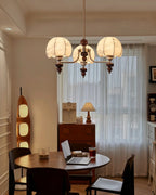 Comirisra Premium Traditional Petal Fabric Wood Chandelier
