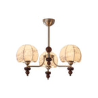 Comirisra Premium Traditional Petal Fabric Wood Chandelier