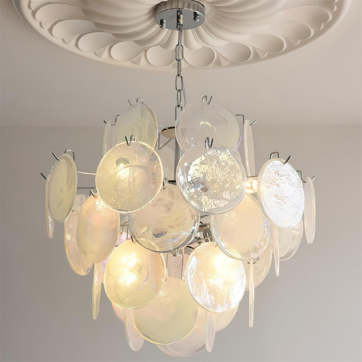 Venfield Chandelier Iridescent Glass Disc Cascade