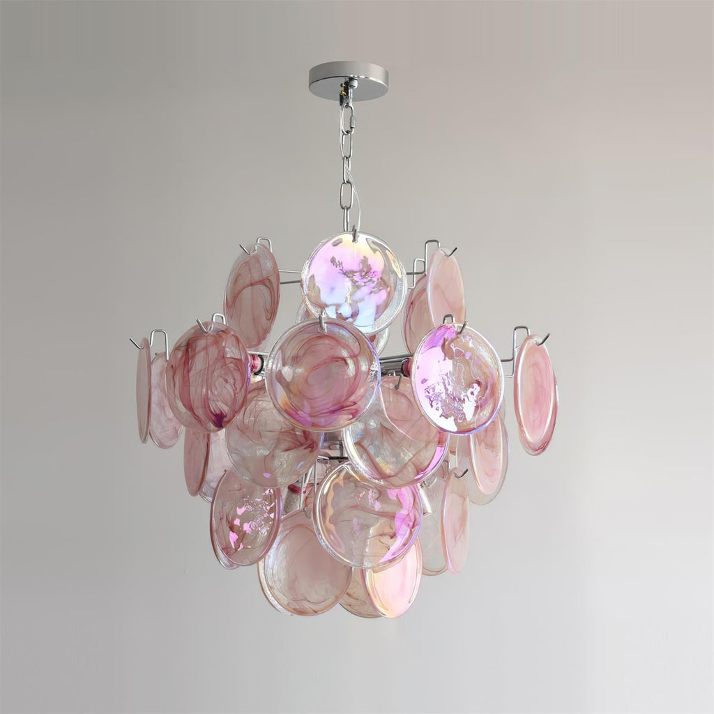 Venfield Chandelier Iridescent Glass Disc Cascade
