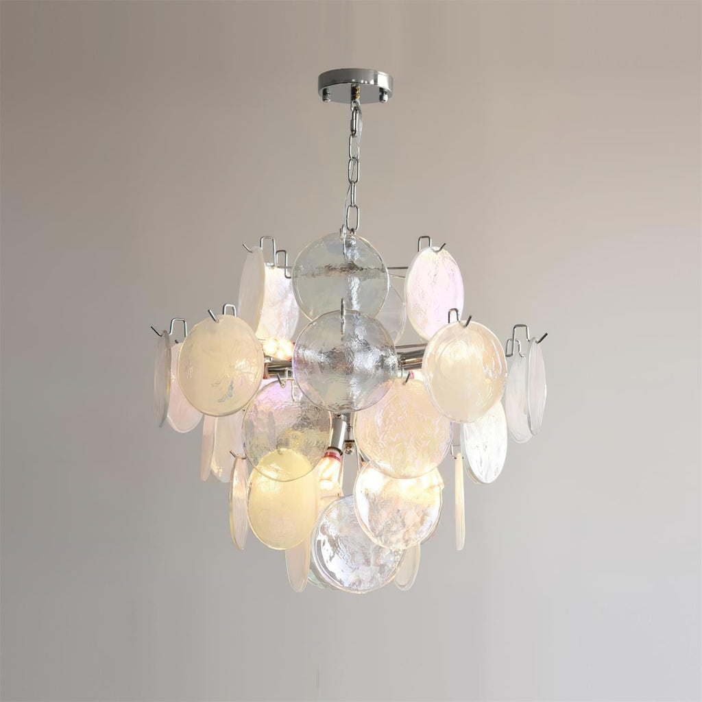 Venfield Chandelier Iridescent Glass Disc Cascade