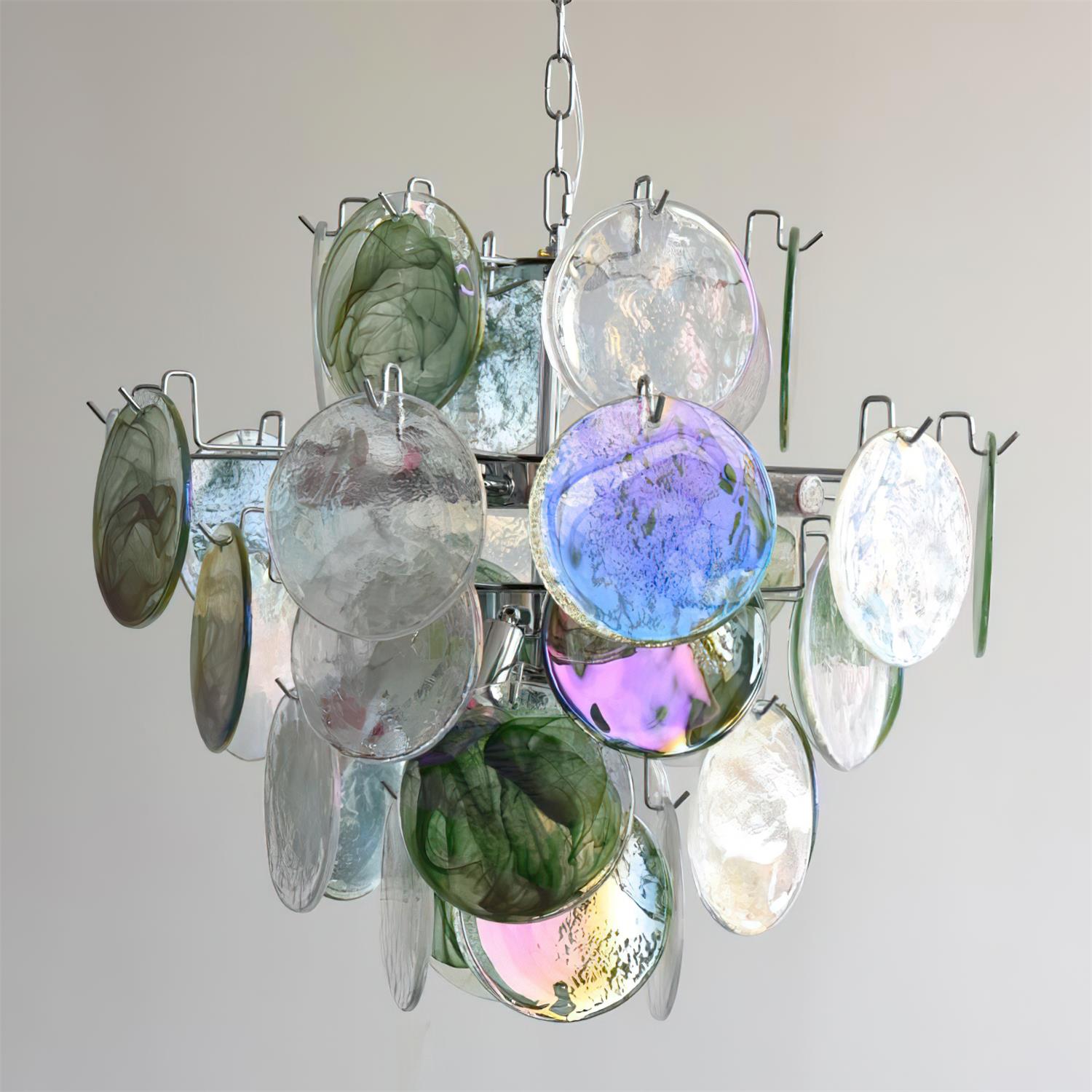 Venfield Chandelier Iridescent Glass Disc Cascade
