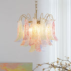 Chandelier Glass Petals Frame Colorful Artistic Ambience