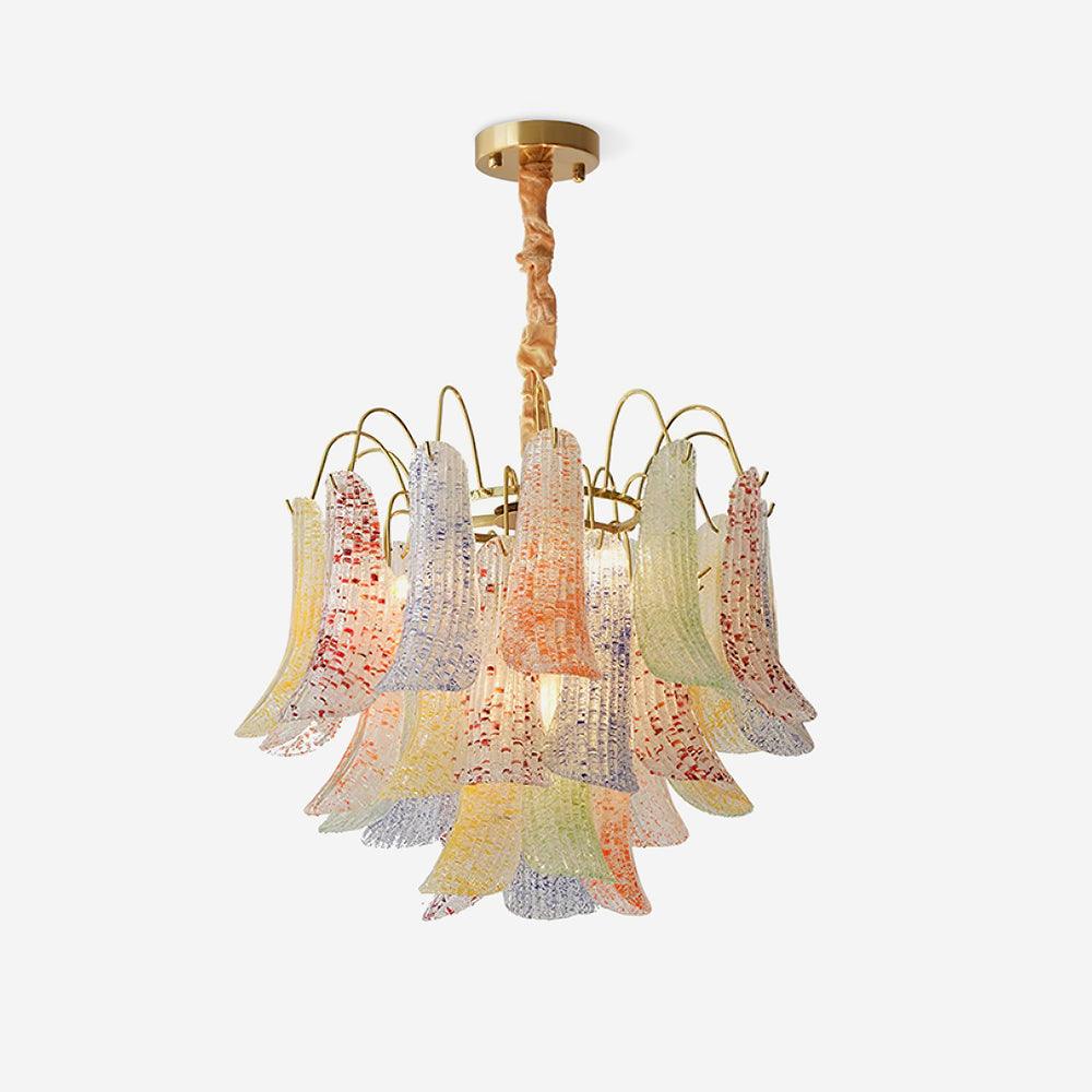 Chandelier Glass Petals Frame Colorful Artistic Ambience