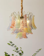 Chandelier Glass Petals Frame Colorful Artistic Ambience