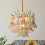 Chandelier Glass Petals Frame Colorful Artistic Ambience