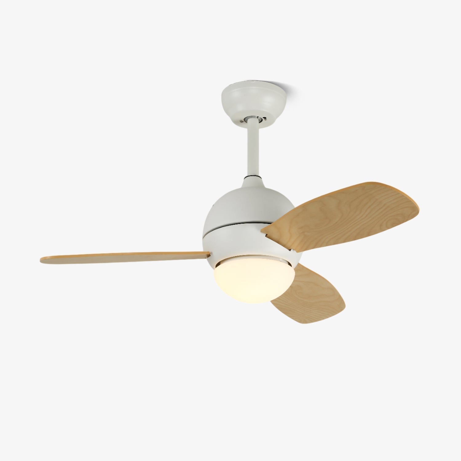 Nerina Minimalist White Wood Ceiling Fan Light