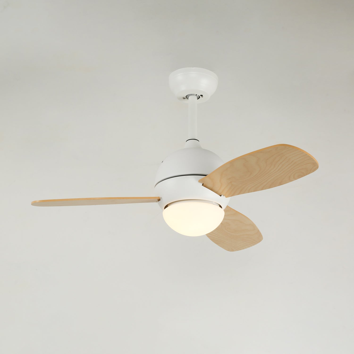 Nerina Minimalist White Wood Ceiling Fan Light